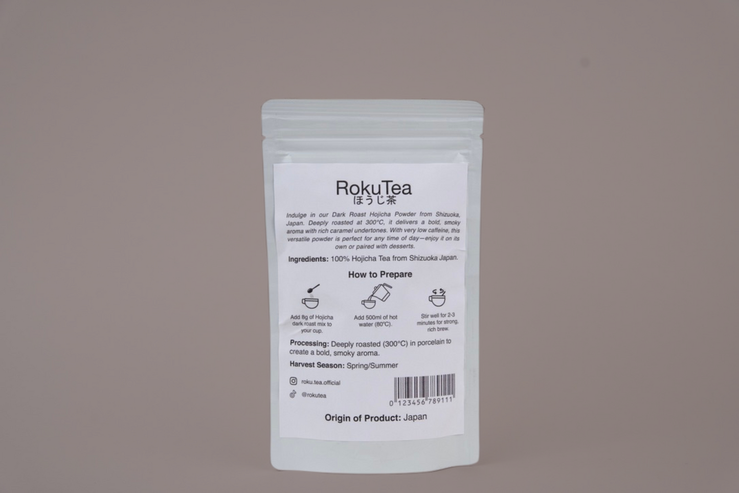 Hojicha Pulver Dark Rückseite