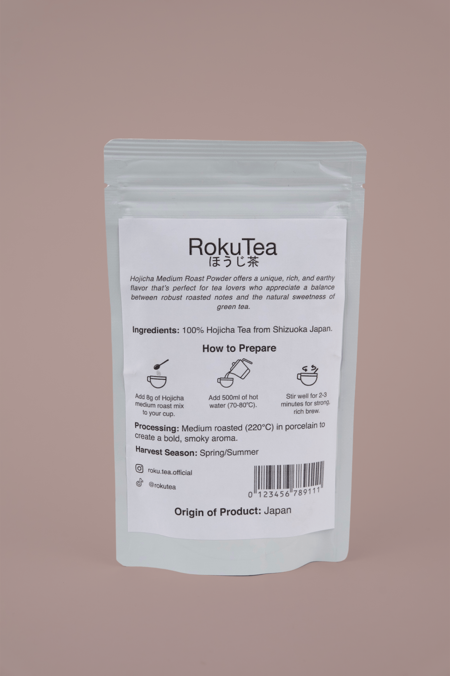 Hojicha pulver medium Rückseite