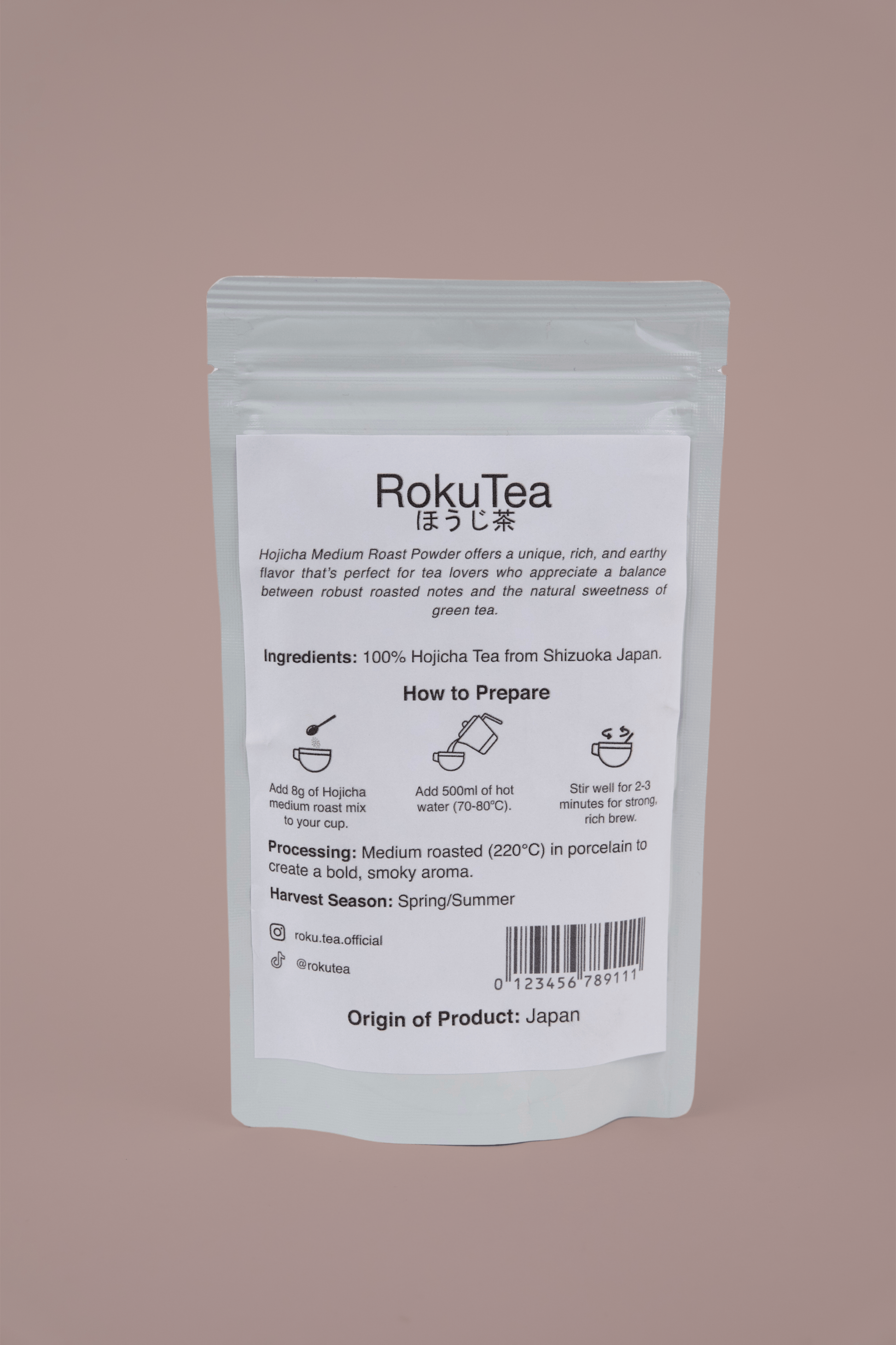 Hojicha pulver medium Rückseite